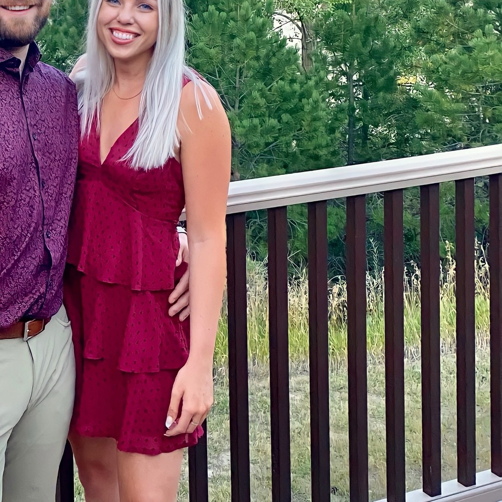 Speechless Maroon Textured Mini Dress